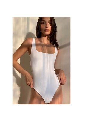 Babaton White Tank Bodysuit Size M | Minimalist Staple |